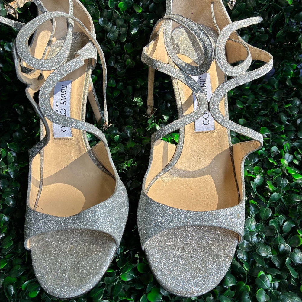 Jimmy Choo Glittering Silver Heels